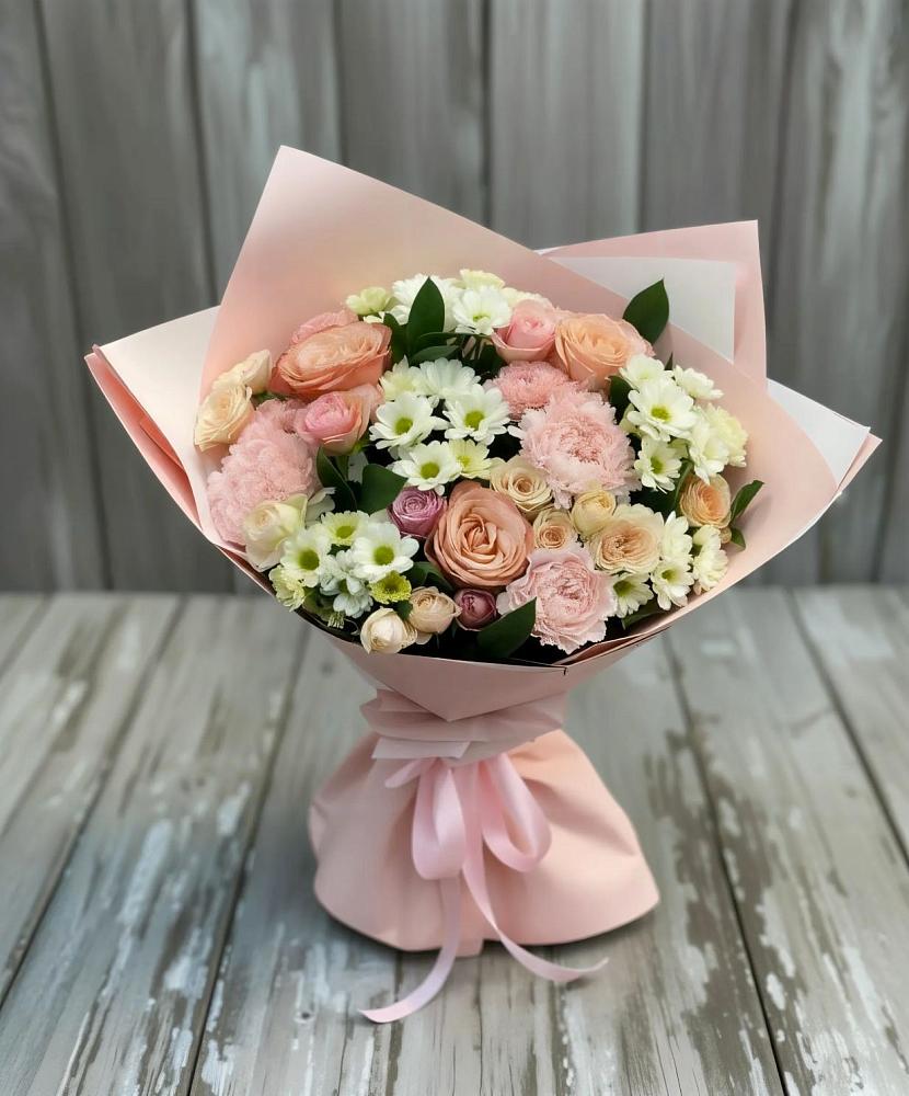 Букет цветов из: Гвоздики, Розы и Хризантемы в Новониколаевской