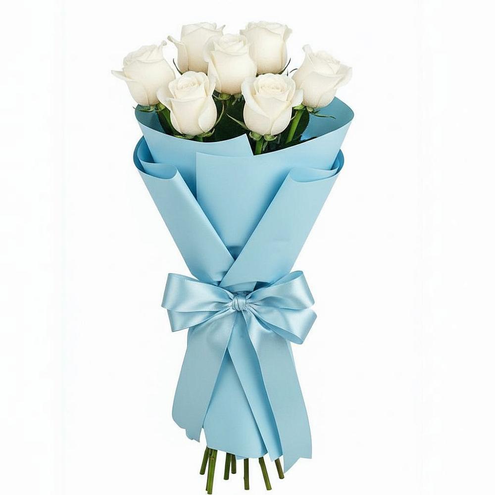 Букет 7 белых роз Проуд в Новониколаевской