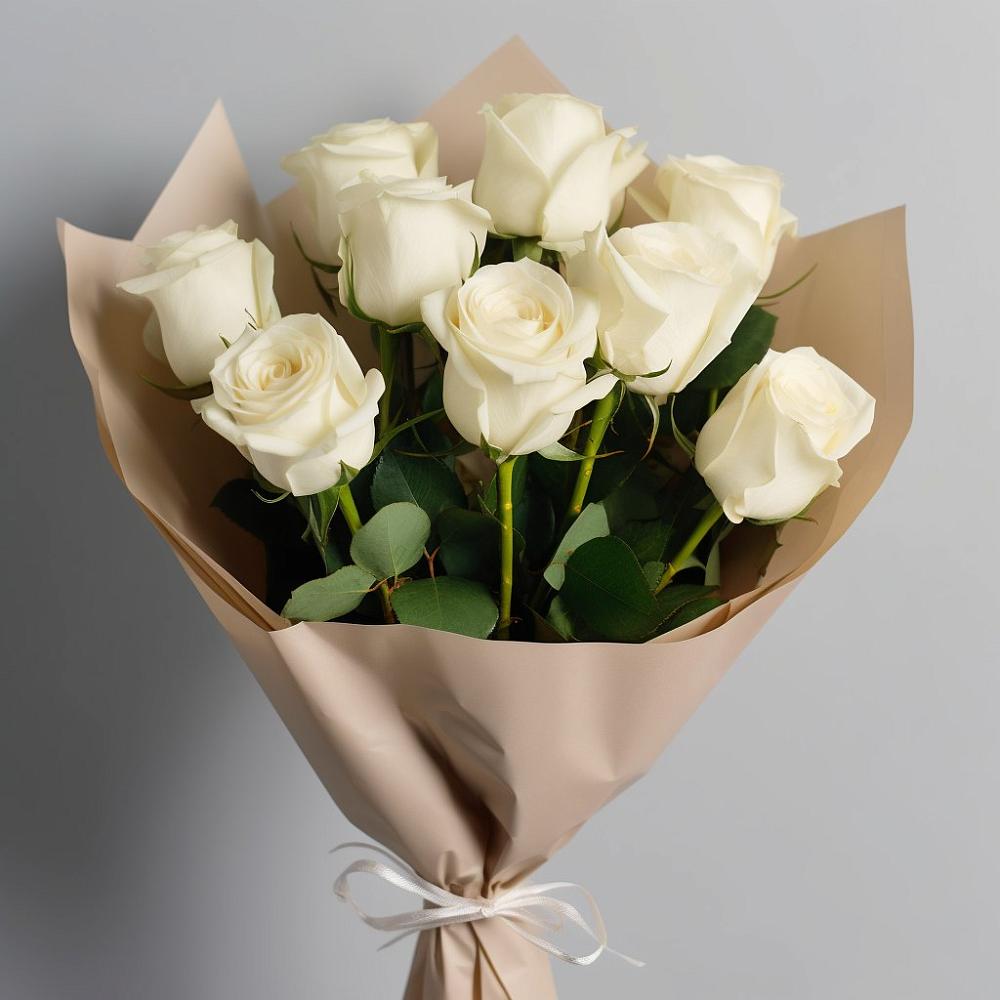 Букет 9 Белых роз Эдлесс Лав в Новониколаевской