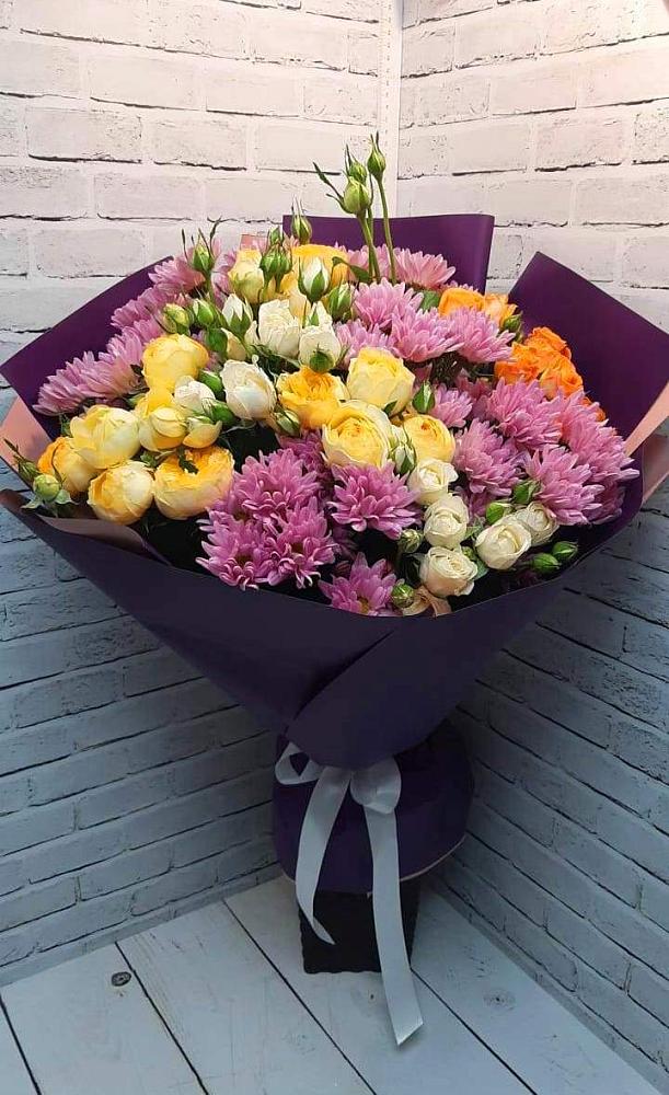 Букет цветов из: Хризантемы и Розы в Новониколаевской