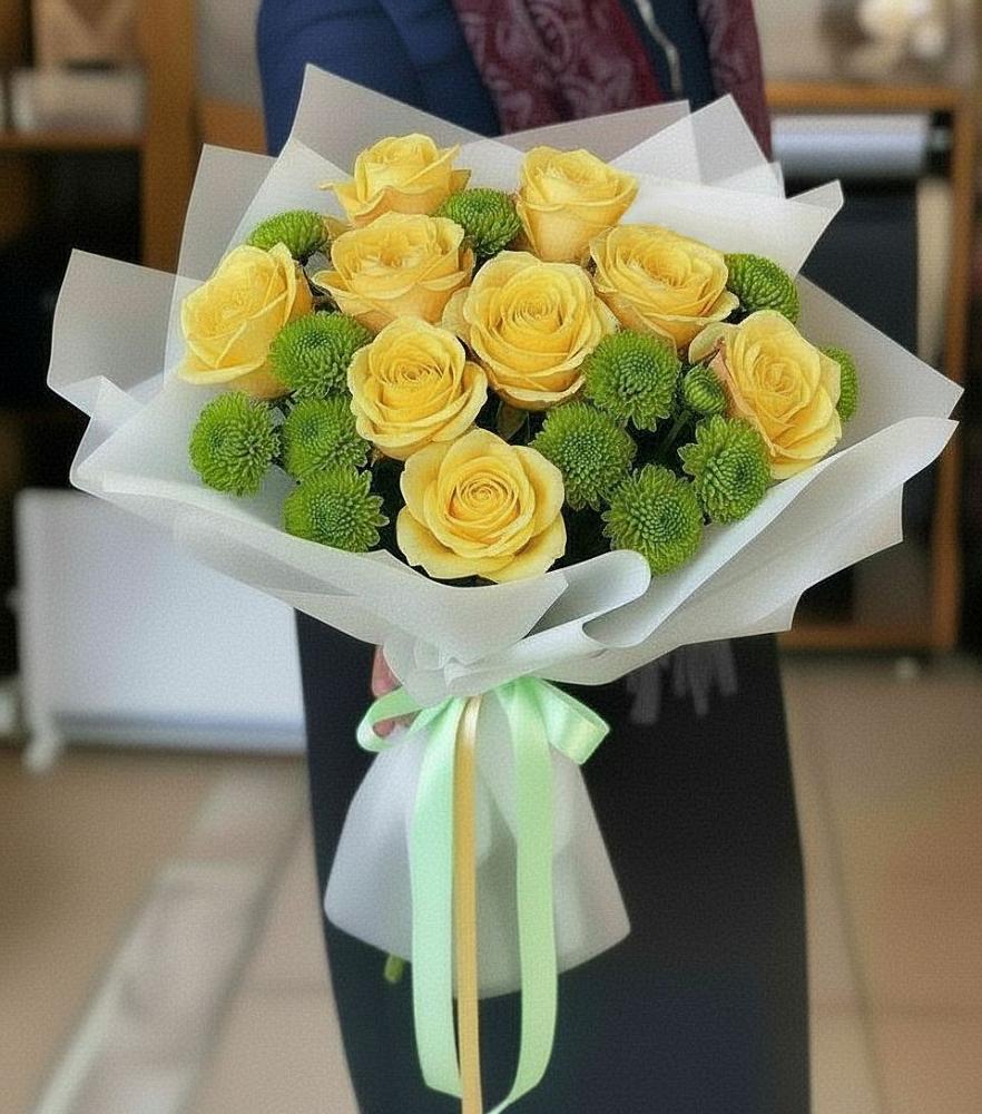 Букет цветов из: Хризантемы и Розы в Новониколаевской