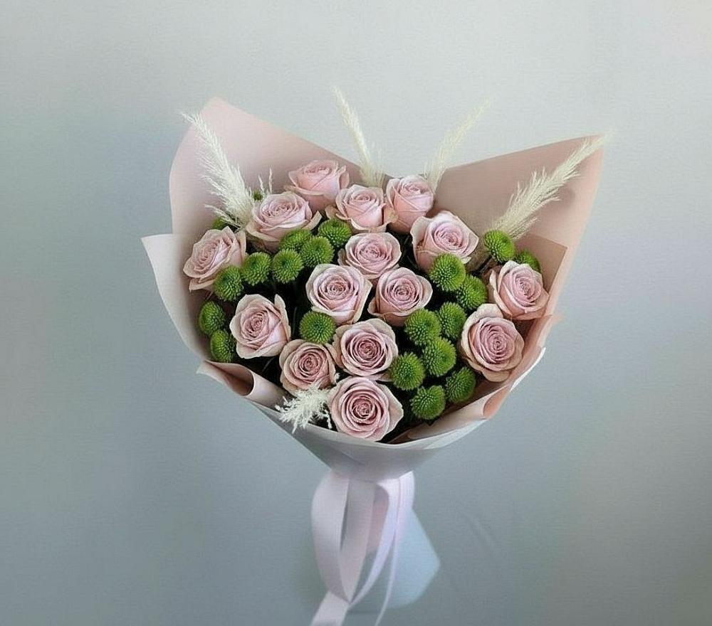 Букет цветов из: Розы и Хризантемы в Новониколаевской