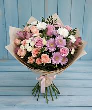 Букет цветов из:  Хризантемы, Розы и Альстромерии в Новониколаевской