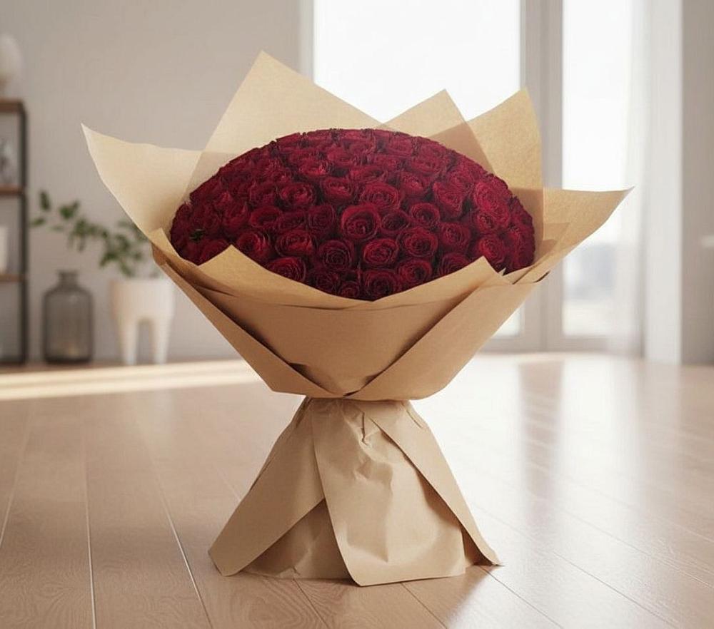 Букет 101 Красная роза в Новониколаевской