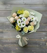 Букет цветов из:  Альстромерии, Розы и Хризантемы в Новониколаевской