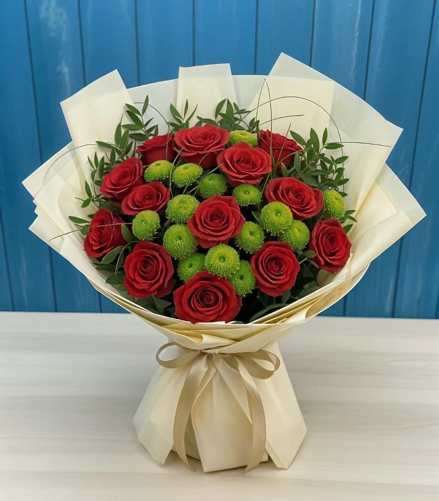 Букет цветов из: Розы и Хризантемы в Новониколаевской